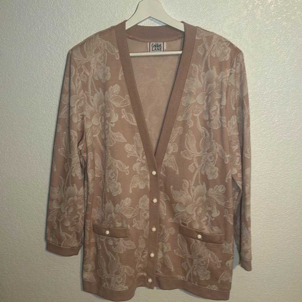 Vintage Cricket Lane Pink Floral Cardigan Size Large